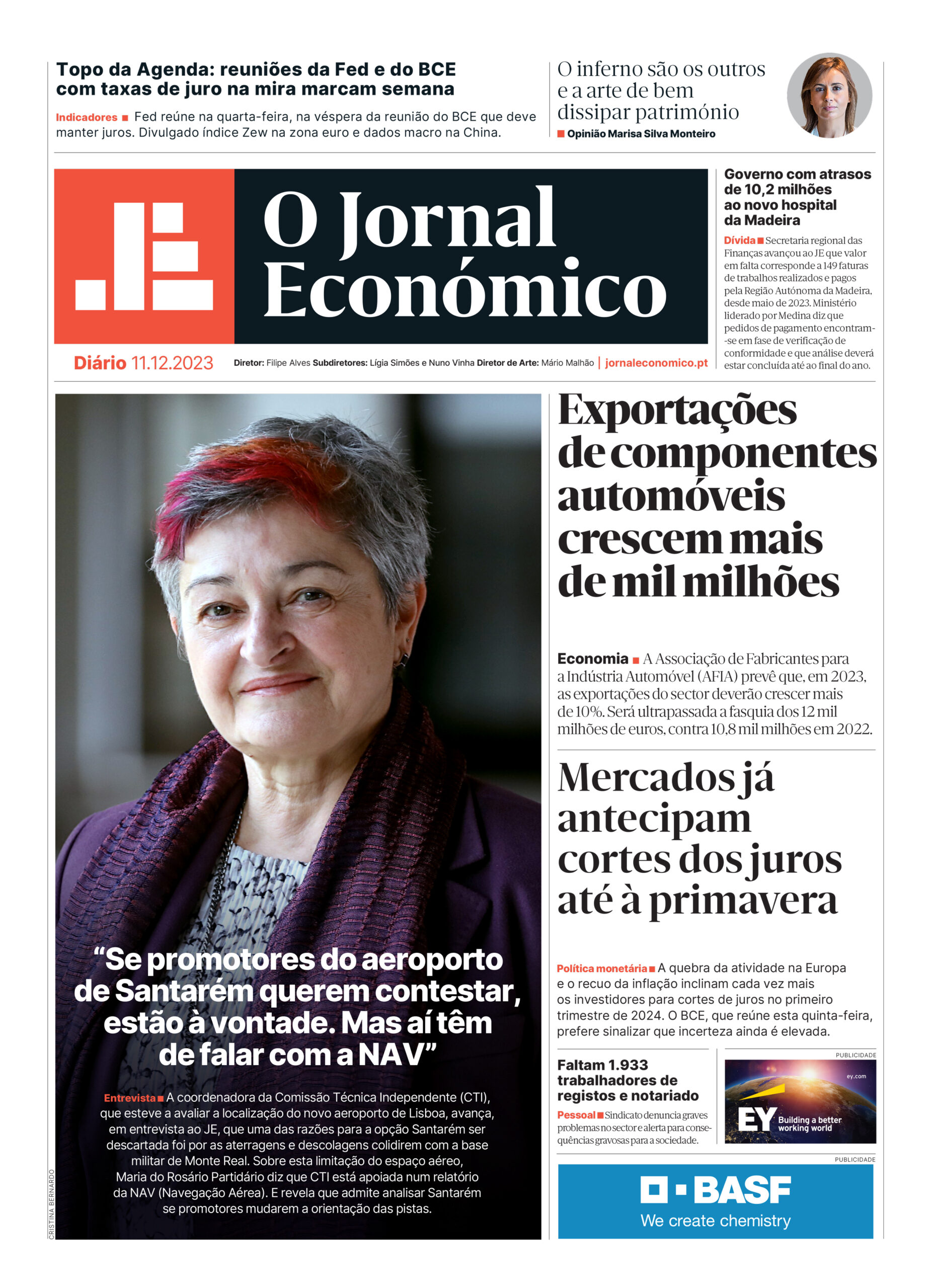 A primeira página do Jornal Económico de 11 de dezembro