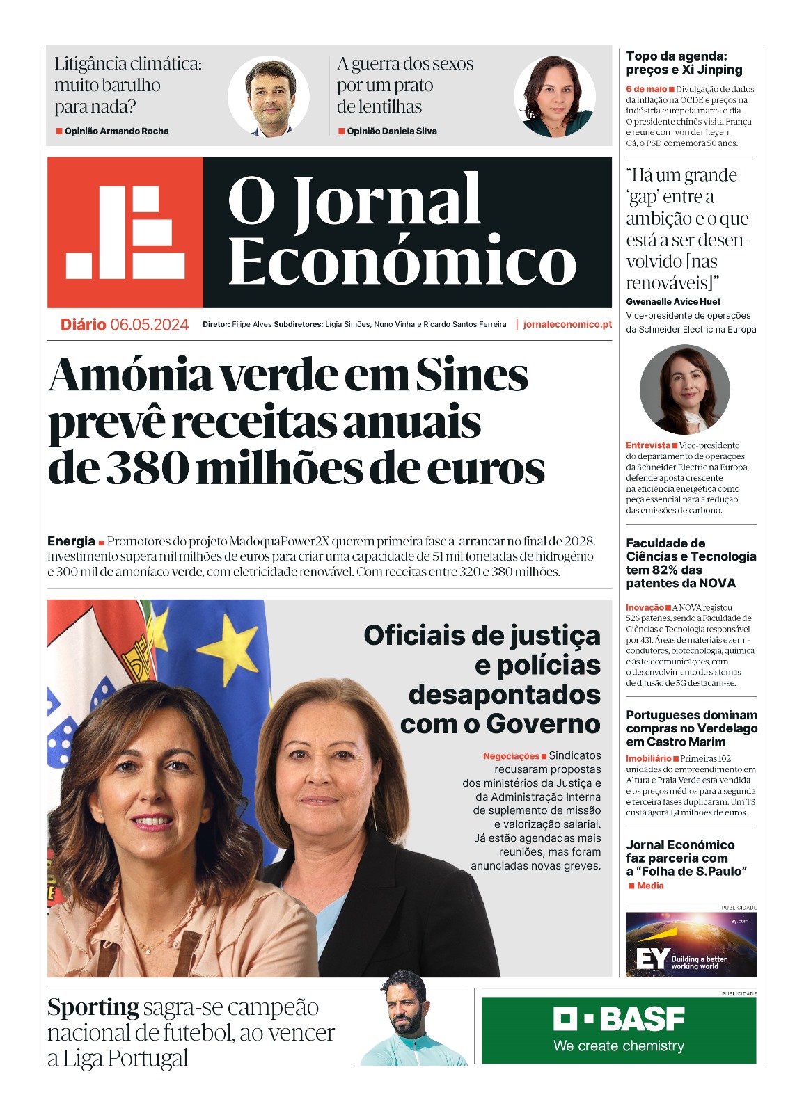 A primeira página do Jornal Económico de 6 de maio